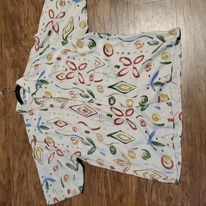 Portofino Mens Multicolor Silk Short Sleeve Button down Size large